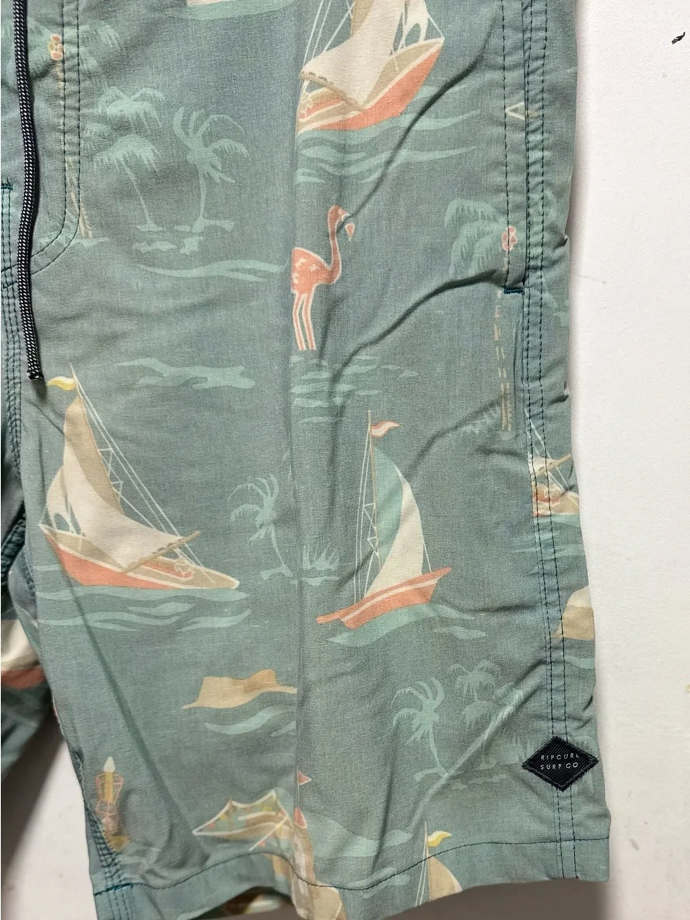 Rip Curl Seafoam Green Sailboat Print Board Shorts